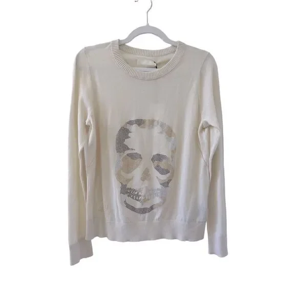 Zadig & Voltaire Miss Camo Skull Strass Sweater Women’s Cream Size Medium